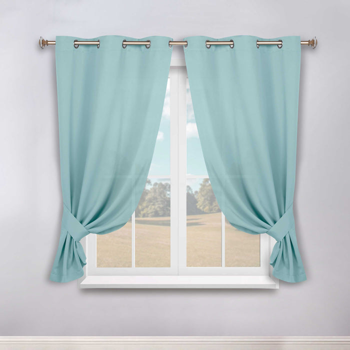 Solid Machine Washable Room Darkening Blackout Curtains, Set of 2 - Blue Nile Mills