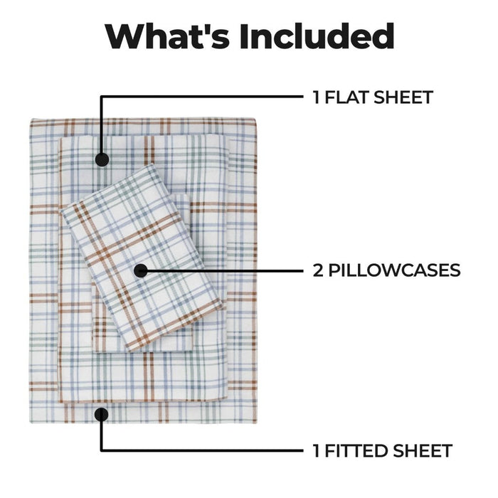 Plaid Flannel Cotton Classic Farmhouse Deep Pocket Bed Sheet Set