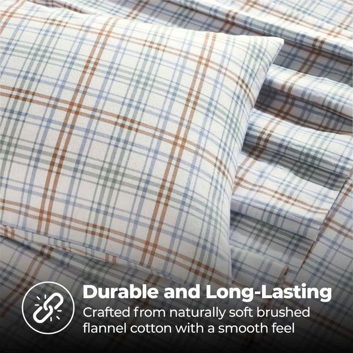 Plaid Flannel Cotton Classic Farmhouse Deep Pocket Bed Sheet Set