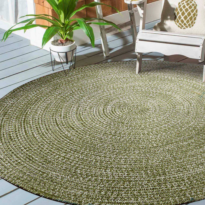 Reversible Braided Area Rug Two Tone Indoor Outdoor Rugs - Green/White