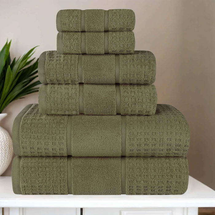 Zero Twist Cotton Waffle Honeycomb Soft Absorbent 6-Piece Towel Set