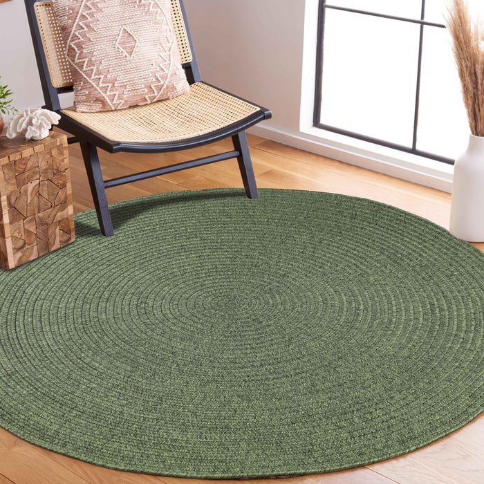 Bohemian Indoor Outdoor Rugs Solid Braided Round Area Rug - Green