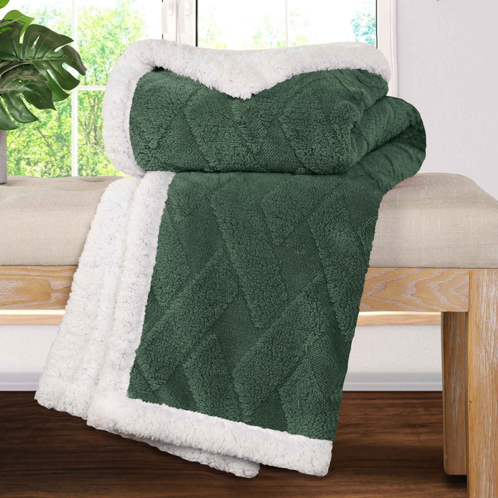 Nuuk Reversible Jacquard Lattice Plush Sherpa Fleece Blanket