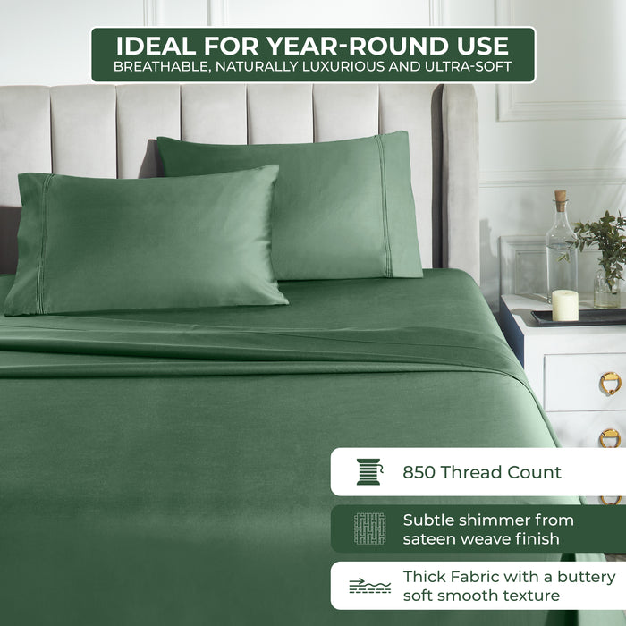 Egyptian Cotton 850 Thread Count Solid Pillowcases, Set of 2 - Green