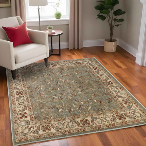 Heritage Traditional Floral Scroll Indoor Area Rug Or Runner Rug - Green