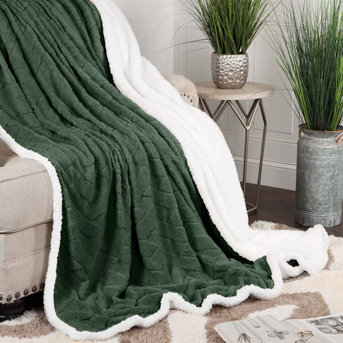 Nuuk Reversible Jacquard Lattice Plush Sherpa Fleece Blanket