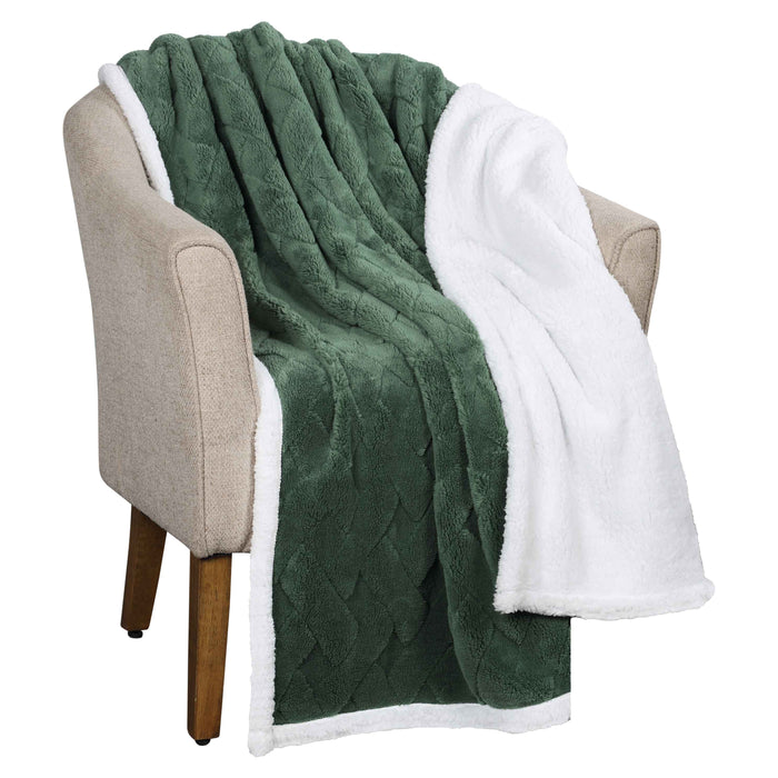 Nuuk Reversible Jacquard Lattice Plush Sherpa Fleece Blanket