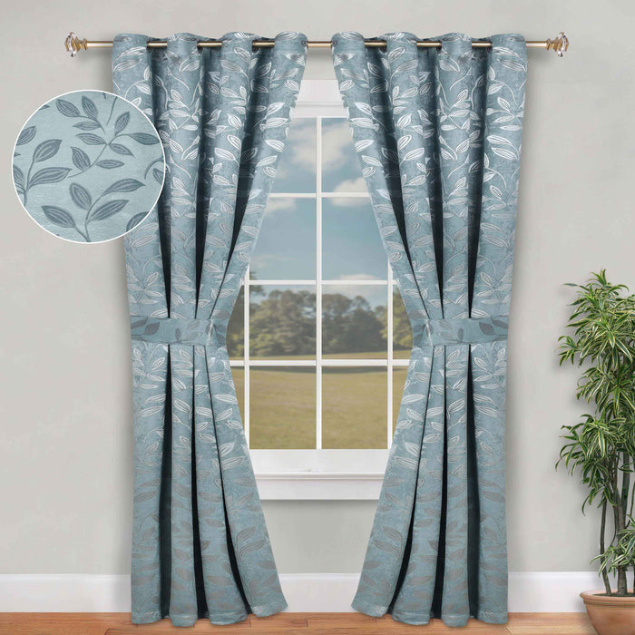 Leaves Machine Room Darkening Blackout Curtains, Set of 2