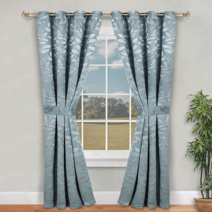 Leaves Machine Room Darkening Blackout Curtains, Set of 2