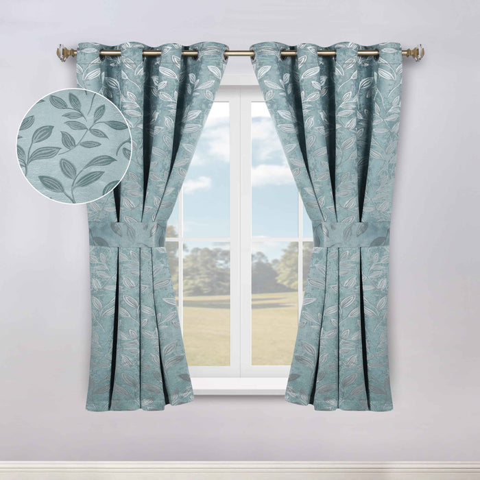 Leaves Machine Room Darkening Blackout Curtains, Set of 2