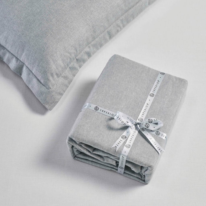 Melange Flannel Cotton Two-Toned Brushed Duvet Cover Set