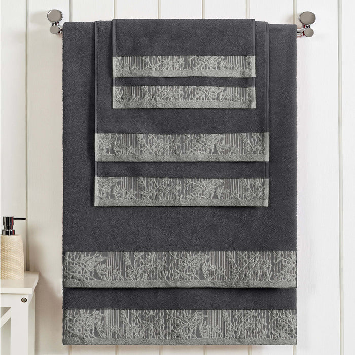 Wisteria Cotton Decorative 6 Piece Towel Set - Gray