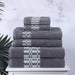 Larissa Cotton Geometric Embroidered Border 6-Piece Assorted Towel Set - Gray