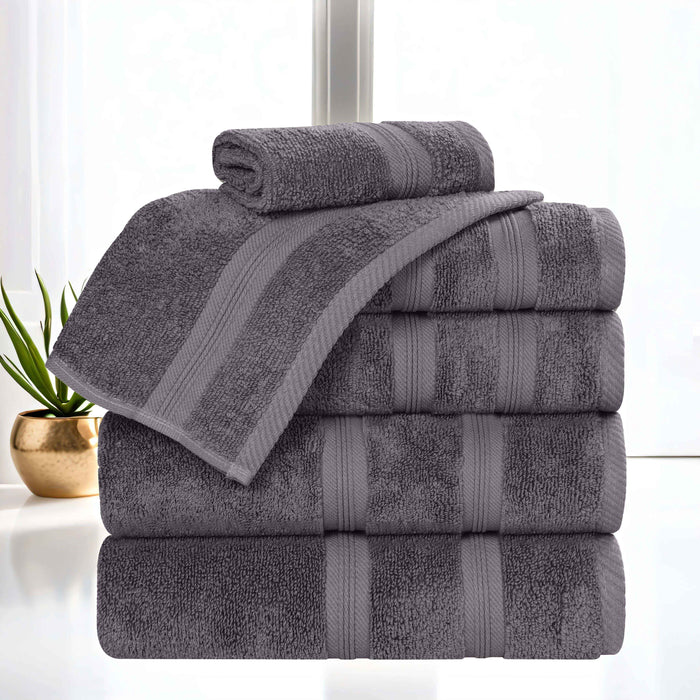 Smart Dry Zero Twist Cotton 6 Piece Solid Assorted Towel Set