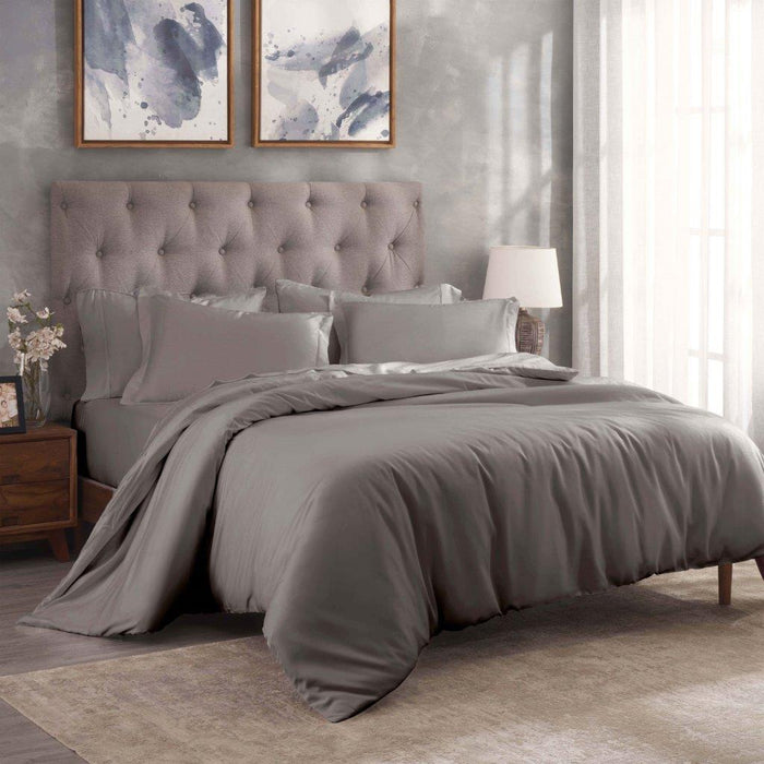 Egyptian Cotton 300 Thread Count Solid Duvet Cover Set - Gray