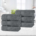 Atlas Cotton Plush Absorbent Heavyweight Luxury Hand Towel Set of 6 - Gray