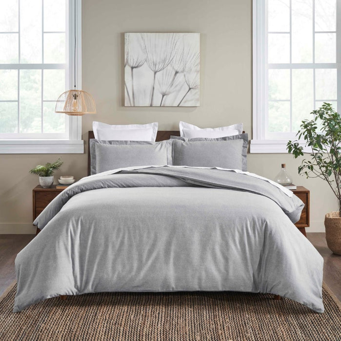 Melange Flannel Cotton Two-Toned Brushed Duvet Cover Set