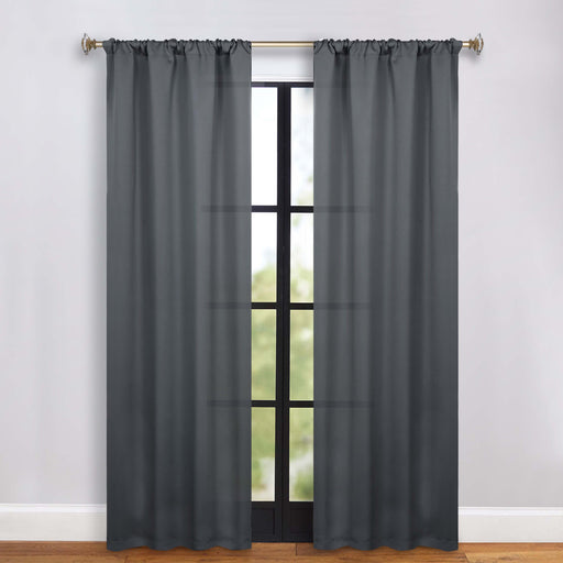 Solid Machine Washable Room Darkening Blackout Curtains, Set of 2 - Gray