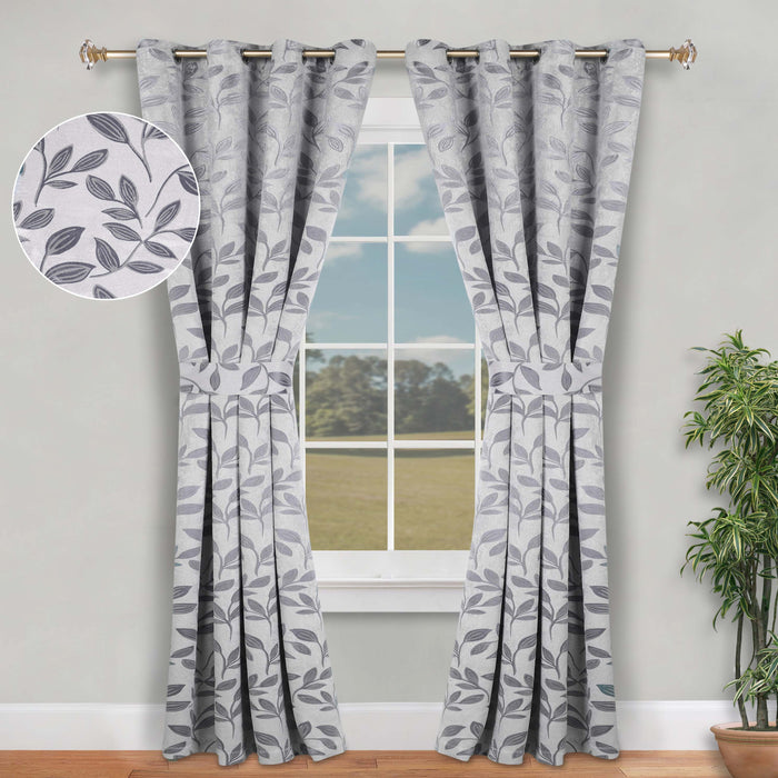 Leaves Machine Room Darkening Blackout Curtains, Set of 2