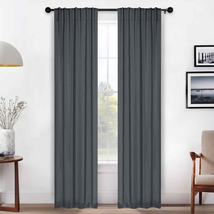 Solid Room Darkening Back Tabs Blackout Curtains, Set of 2