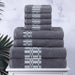 Larissa Cotton Geometric Embroidered Jacquard Border 8 Piece Towel Set - Grey