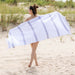 Tropical Cabana Stripe Fouta 2 Piece Beach Towel with Tassels - Gray