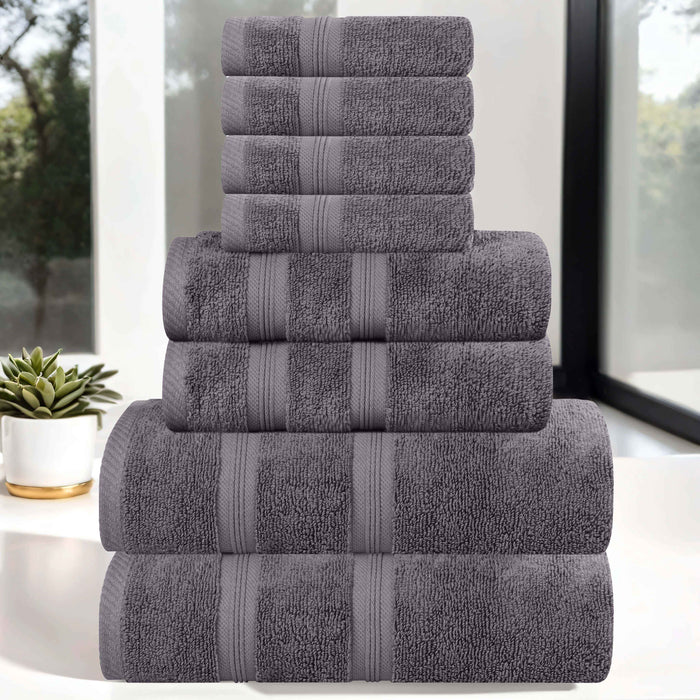 Smart Dry Zero Twist Cotton 8 Piece Solid Assorted Towel Set