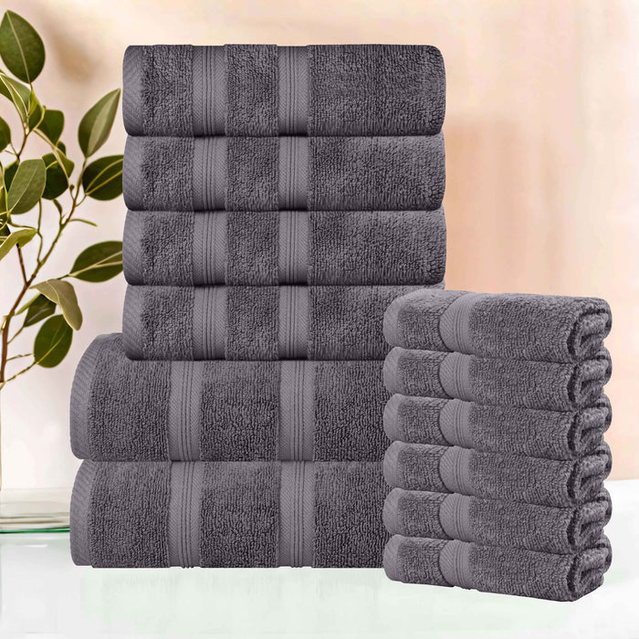 Smart Dry Zero Twist Cotton 12 Piece Solid Assorted Towel Set