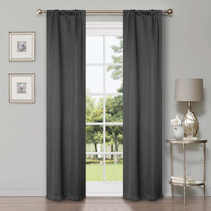 Blackout Solid Shimmer Grommet Curtain Panel Set 26" - Gray