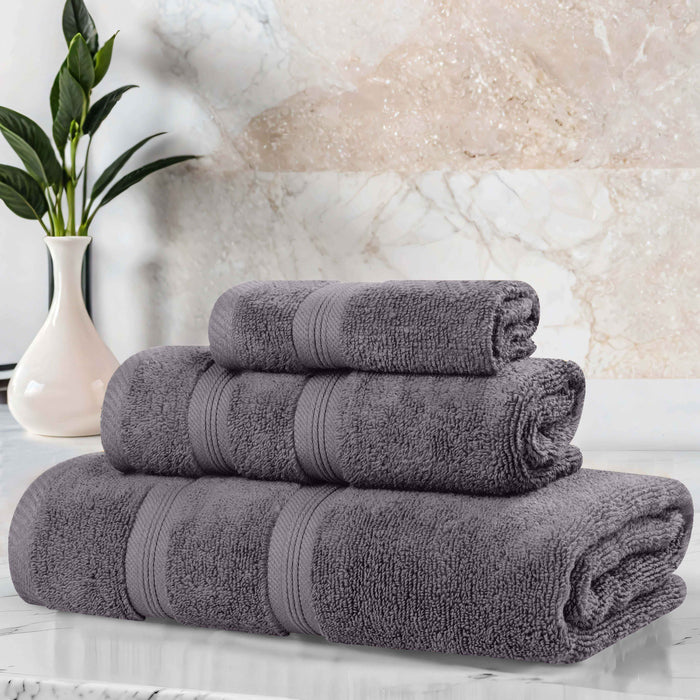 Smart Dry Zero Twist Cotton 3 Piece Solid Assorted Towel Set