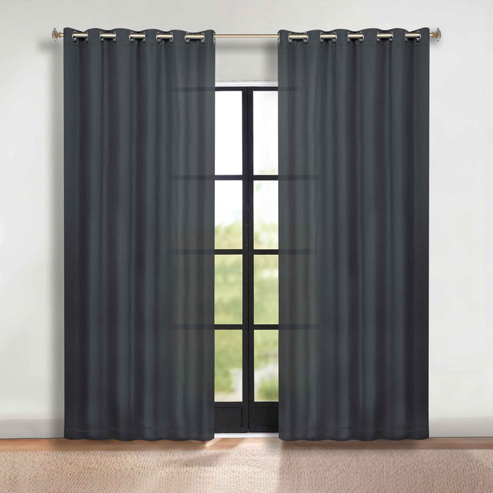 Solid Machine Washable Room Darkening Blackout Curtains, Set of 2 - Gray