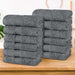 Atlas Cotton Plush Heavyweight Luxury Face Towel Washcloth Set of 12 - Gray