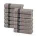 Zero Twist Cotton Ribbed Geometric Border Plush Face Towel Set of 12 - Gray