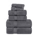 Wringcaster Zero-Twist Towel Set, 100% Combed Cotton, Chevron Border, 575 GSM, Quick-Dry, 6-Pieces - Gray