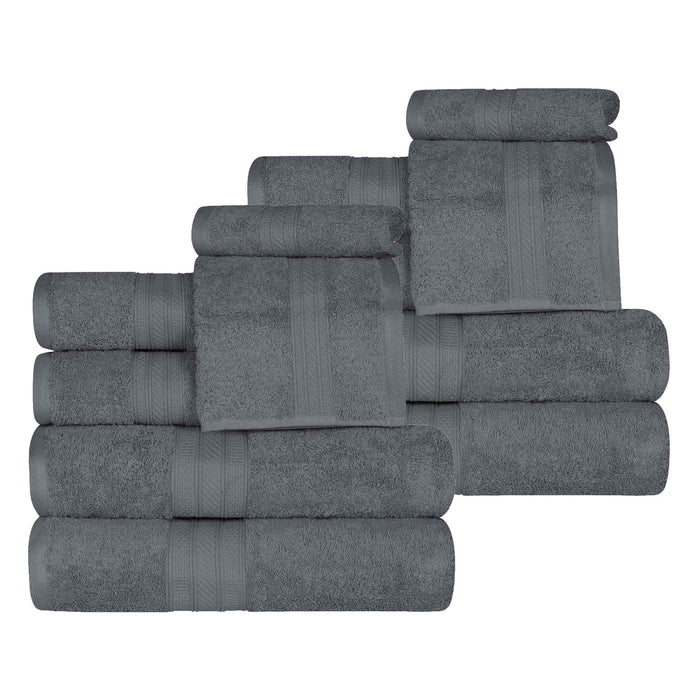 Atlas Cotton Plush Heavyweight Luxury 12 Piece Assorted Towel Set - Gray