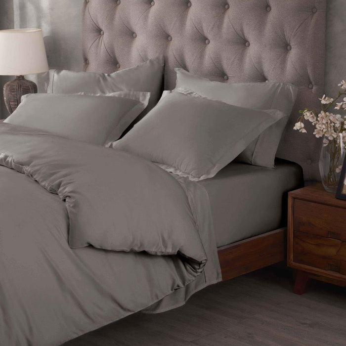 Egyptian Cotton 400 Thread Count Solid Duvet Cover Set - Gray