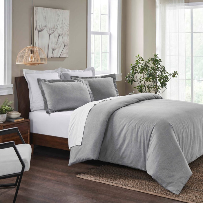 Melange Flannel Cotton Two-Toned Brushed Duvet Cover Set