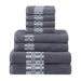 Larissa Cotton Geometric Embroidered Border 8-Piece Assorted Towel Set - Gray