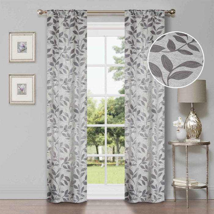 Leaves Room Darkening Blackout Curtain Panel Sets