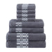 Larissa Cotton Geometric Embroidered Jacquard Border 8 Piece Towel Set - Grey