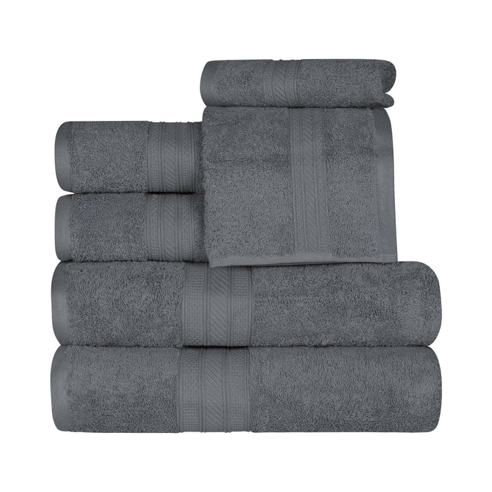 Cotton 6 Piece Eco Friendly Solid Towel Set - Gray