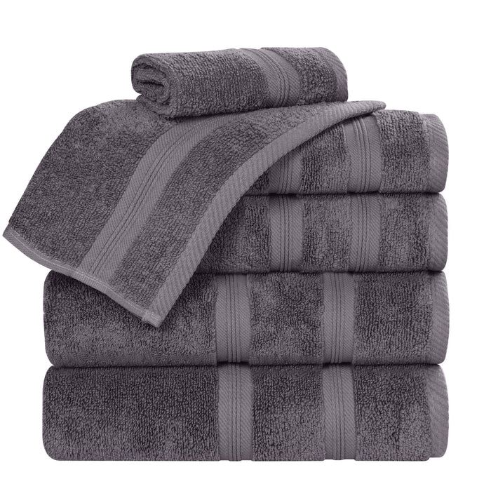 Smart Dry Zero Twist Cotton 6 Piece Solid Assorted Towel Set