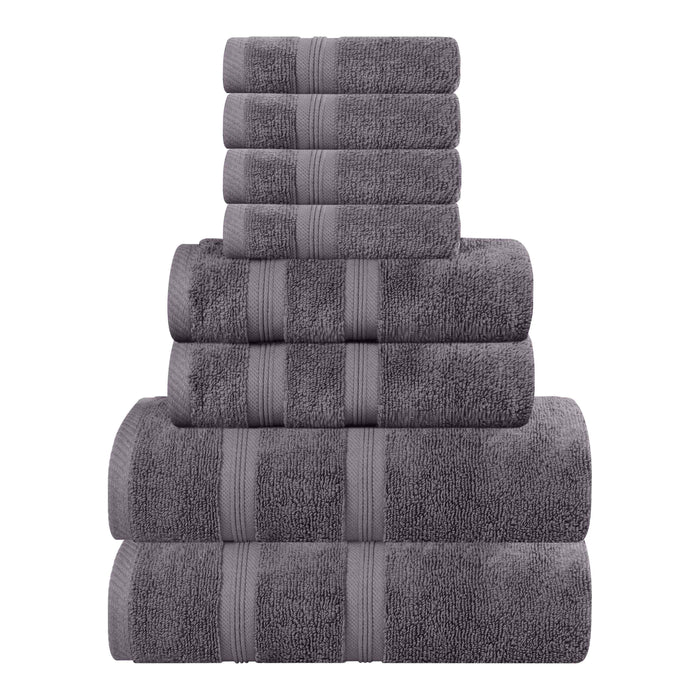 Smart Dry Zero Twist Cotton 8 Piece Solid Assorted Towel Set