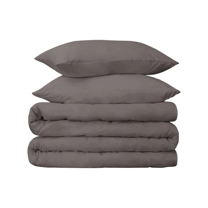 Egyptian Cotton 700 Thread Count Solid Duvet Cover and Pillow Sham Set - Gray