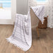 Racer Stripe Fouta 2 Piece Beach Towel Set with Tassels - Gray