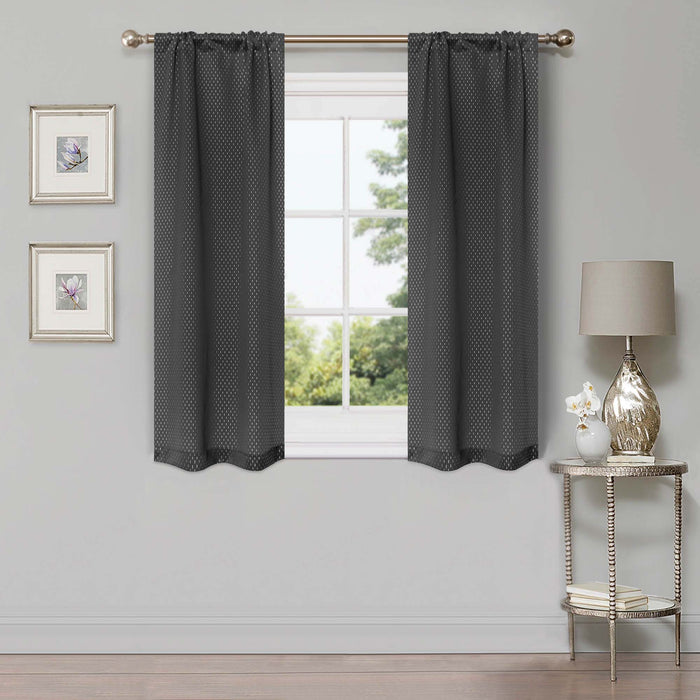 Blackout Solid Shimmer Grommet Curtain Panel Set 26" - Gray