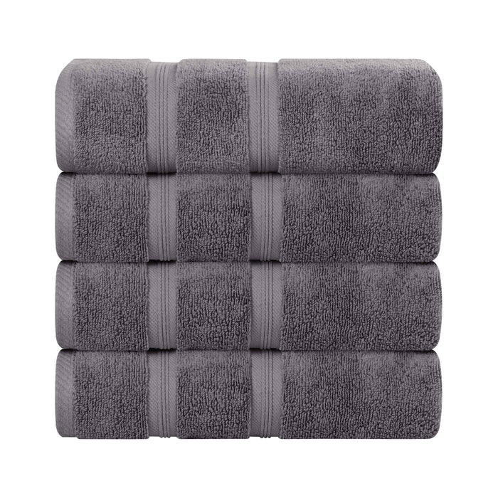 Smart Dry Zero Twist Medum Weight Cotton Solid Bath Towels, Set of 4