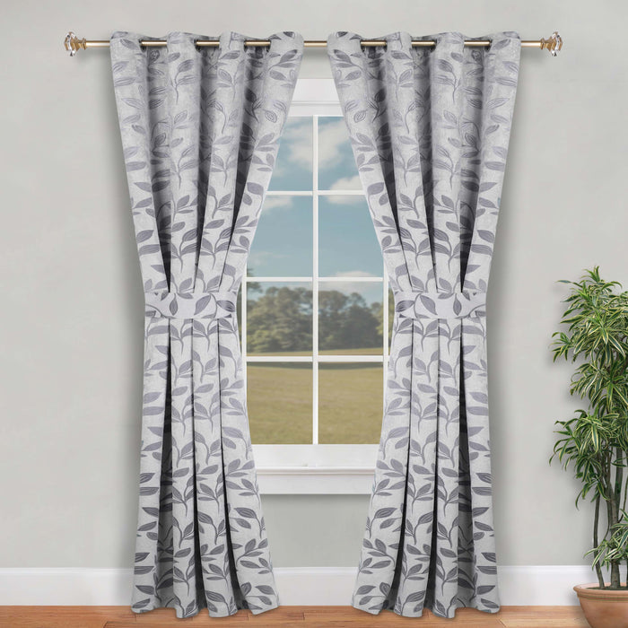 Leaves Machine Room Darkening Blackout Curtains, Set of 2