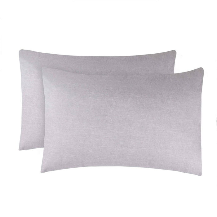 Melange Flannel Cotton Two-Toned Brushed Pillowcases, Set of 2