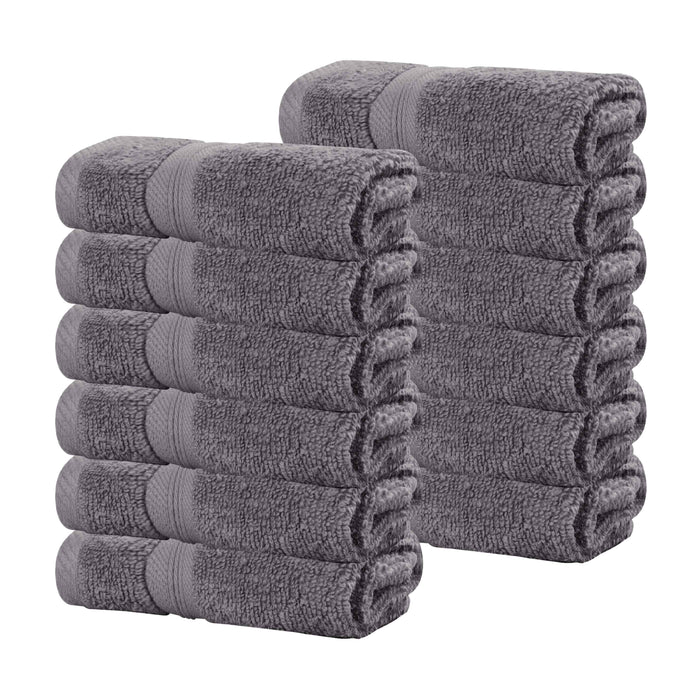 Smart Dry Zero Twist Cotton Solid Washcloth Face Towels, Set of 12